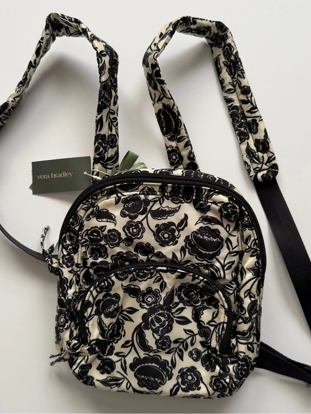 NWT Vera Bradley Mini Banbury Backpack in Bubbly Flowers Black
